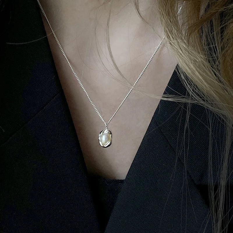 Natural Freshwater Pearl Sterling Silver Necklace - 925 Silver