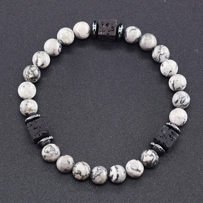 Black Lava Stone Beaded Bracelet - Natural Healing Design
