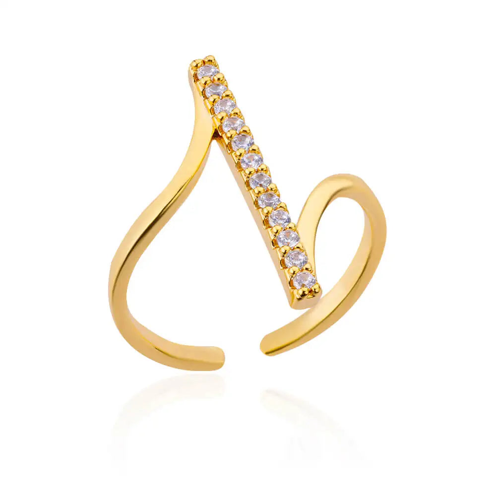 Geometric Zircon Ring - Gold Plated Stainless Steel
